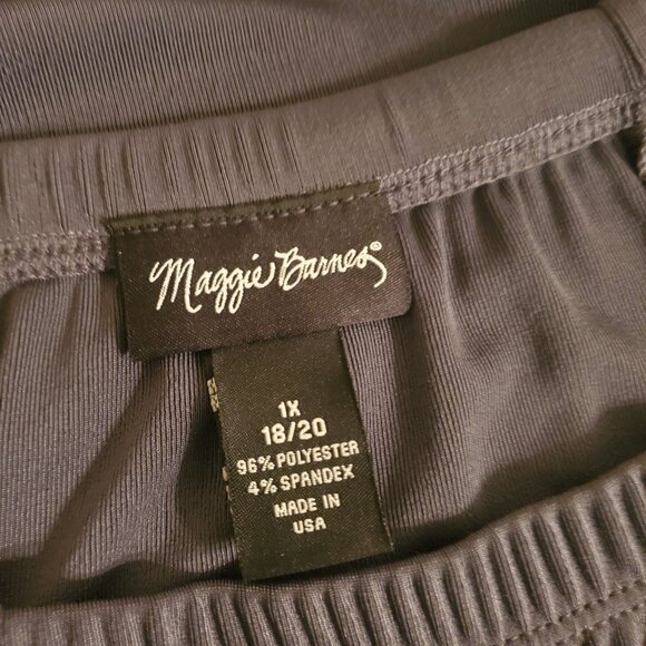 Maggie Barnes 1X Gray Slinky Liquid Knit Top Skirt 2 Pc Set Formal Mother Bride - Picture 4 of 6